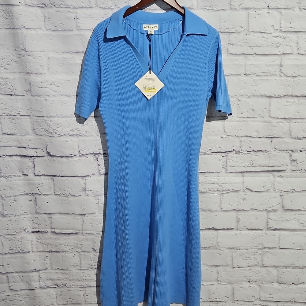 Ava & Viv Polo Ribbed Sweater Midi Dress